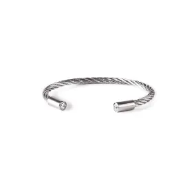 BG002W B.Tiff Classic Cable Stainless Steel Bangle Bracelet