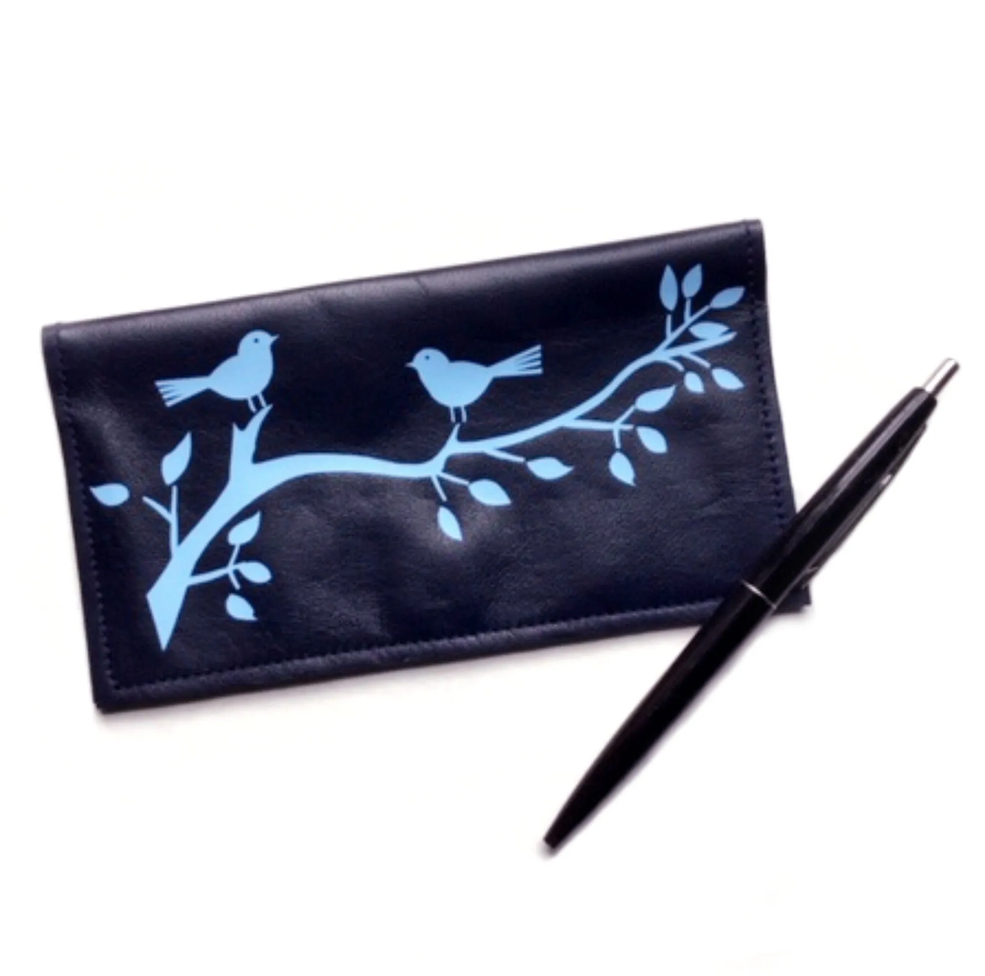 Birds & Tree Leather Checkbook Cover