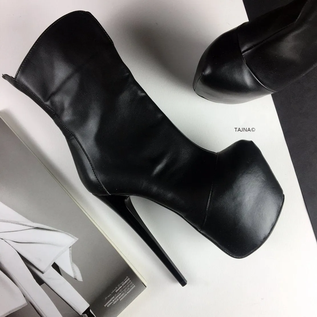 Black Matte Hidden Platform Boots