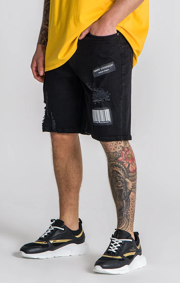 Black Outline Denim Shorts