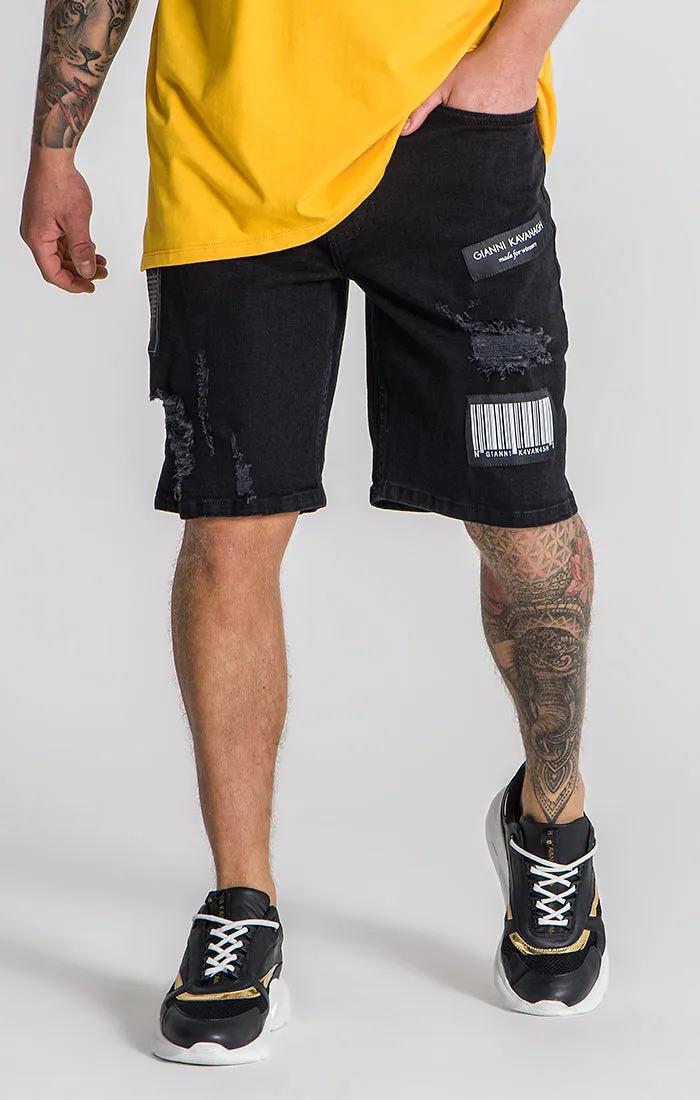 Black Outline Denim Shorts