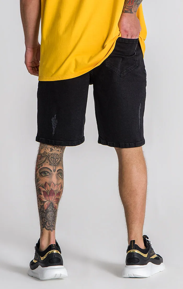 Black Outline Denim Shorts