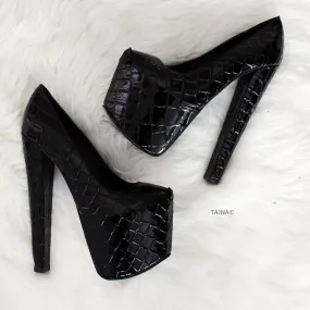 Black Platform Thick Heels