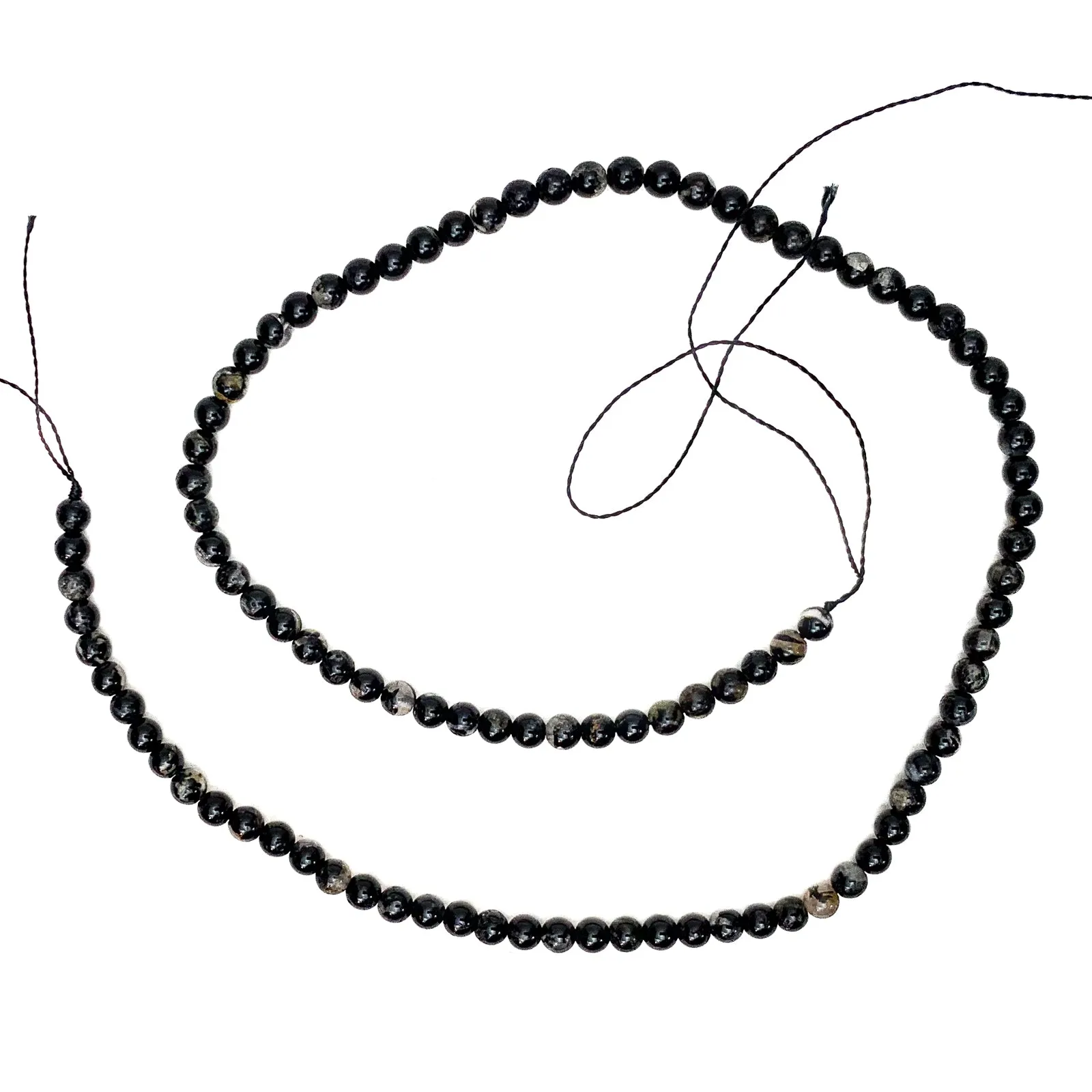 Black Tourmaline 4mm Smooth Rounds Bead Strand