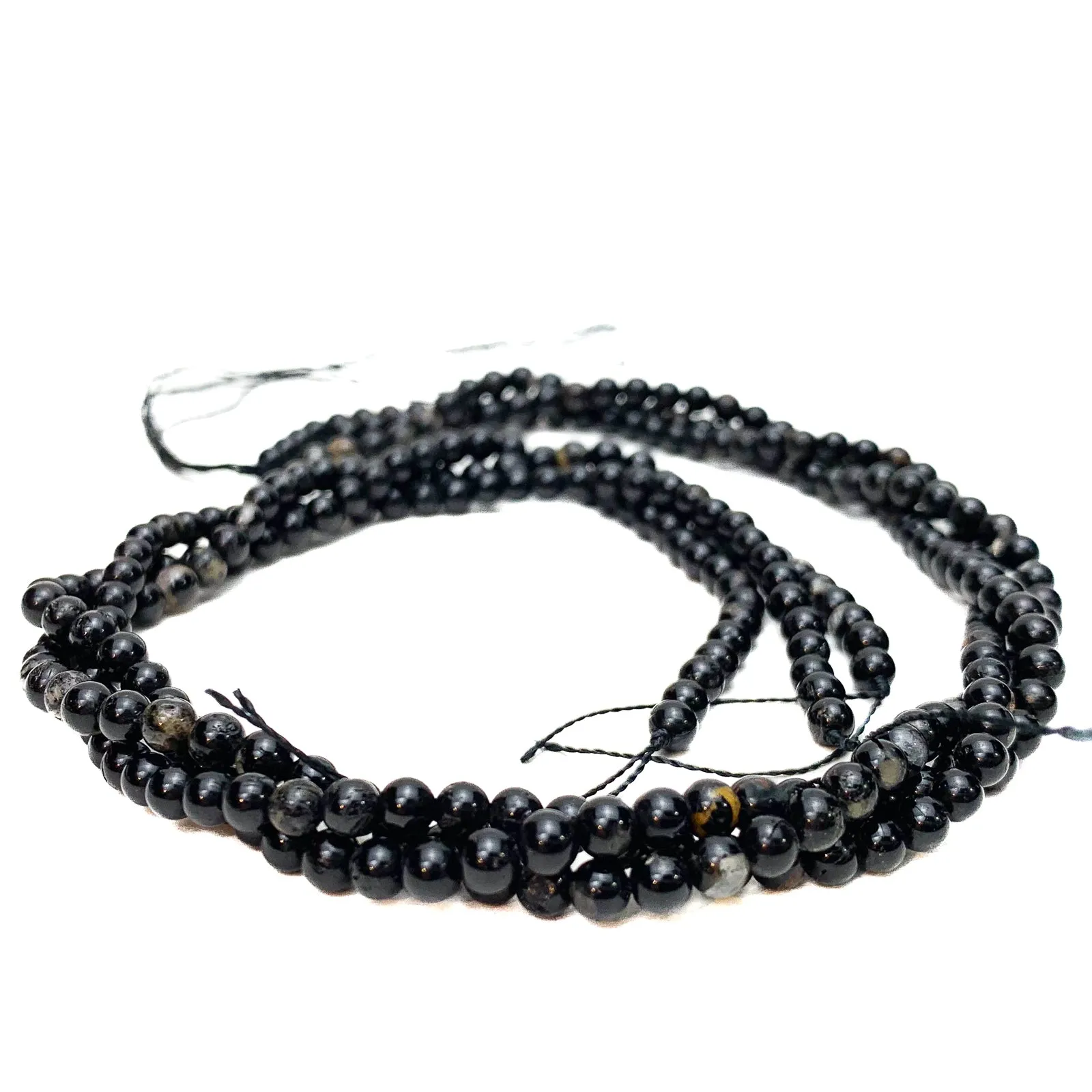 Black Tourmaline 4mm Smooth Rounds Bead Strand