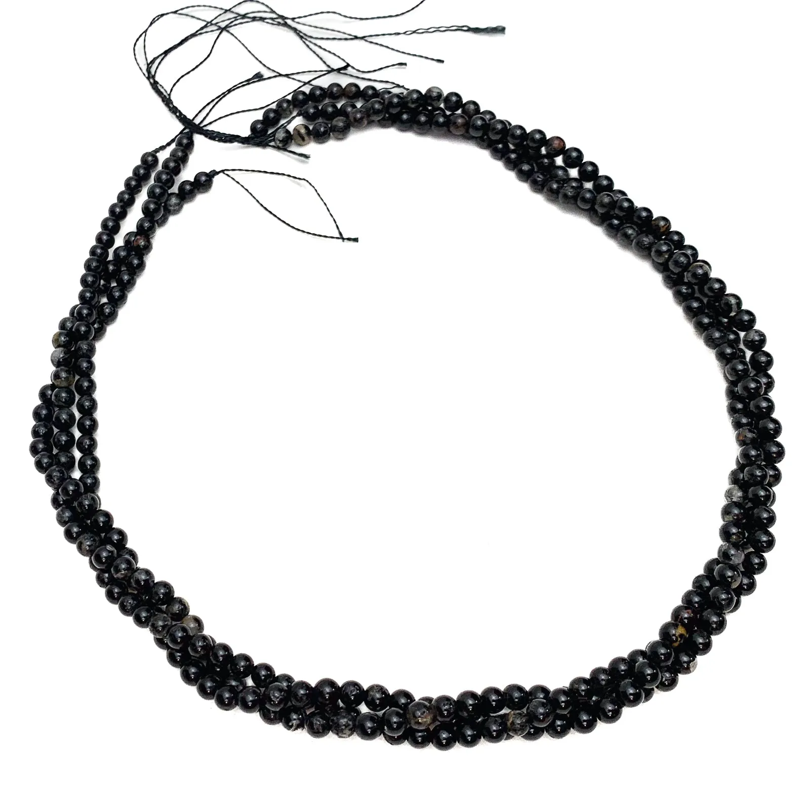 Black Tourmaline 4mm Smooth Rounds Bead Strand