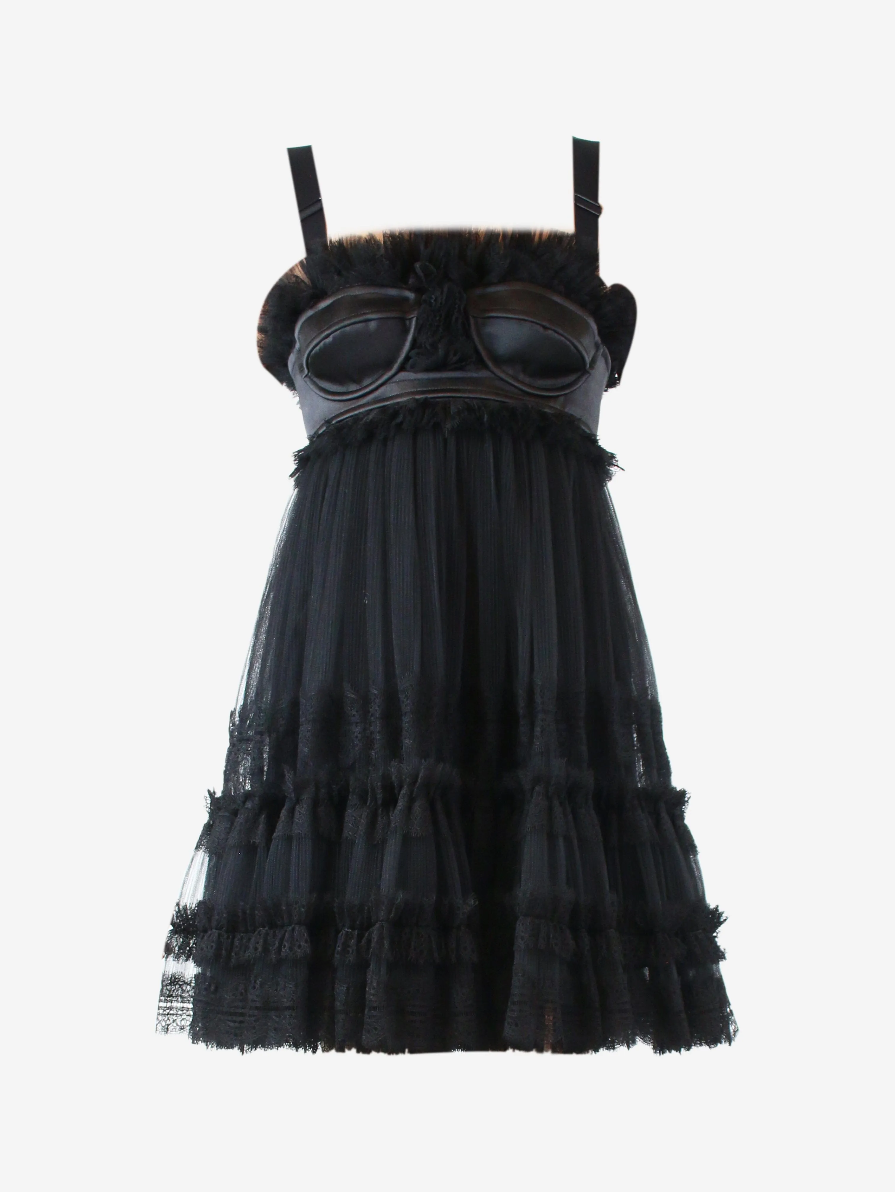 Black tulle corset mini dress - size UK 6