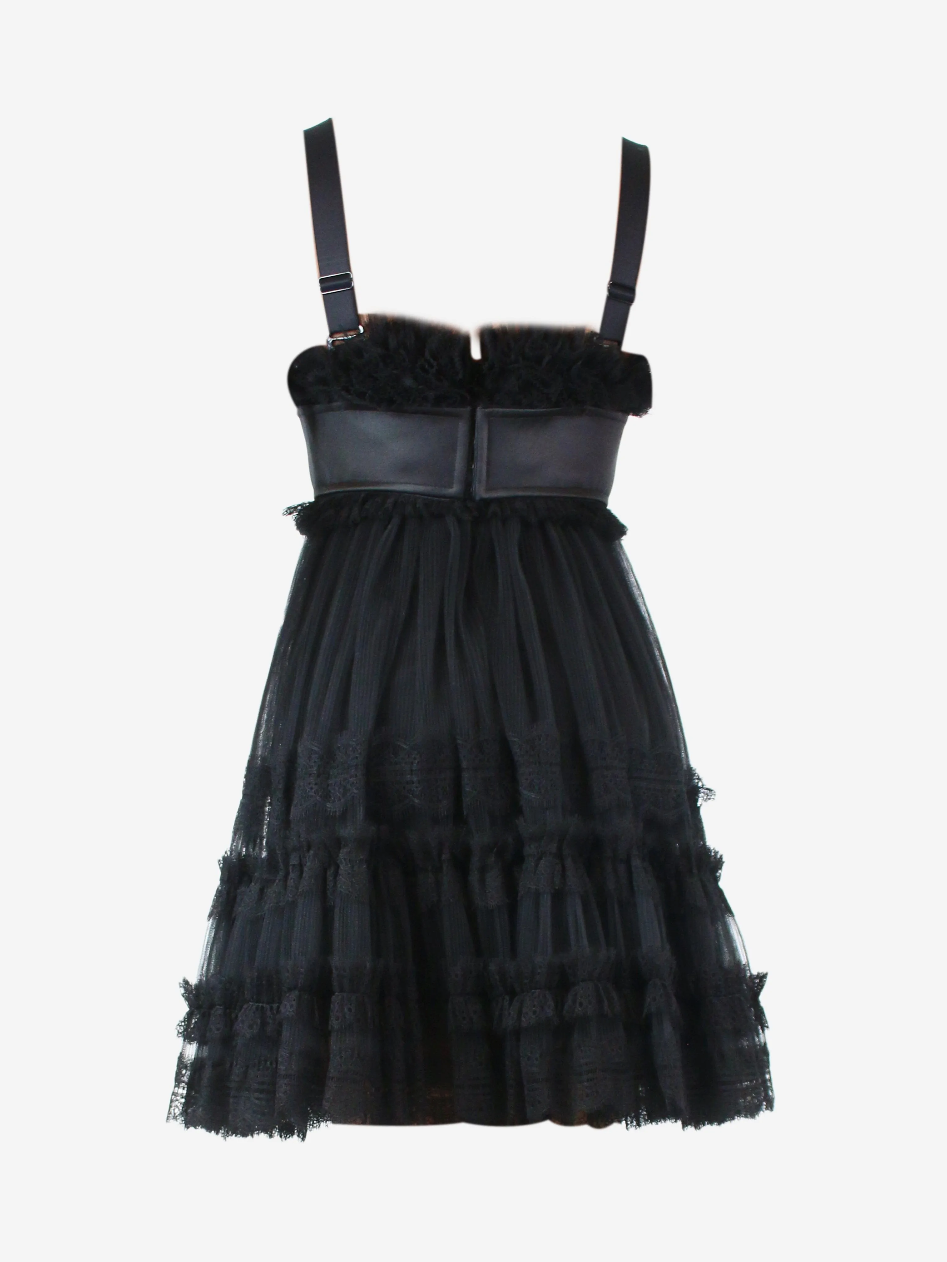 Black tulle corset mini dress - size UK 6