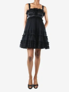 Black tulle corset mini dress - size UK 6