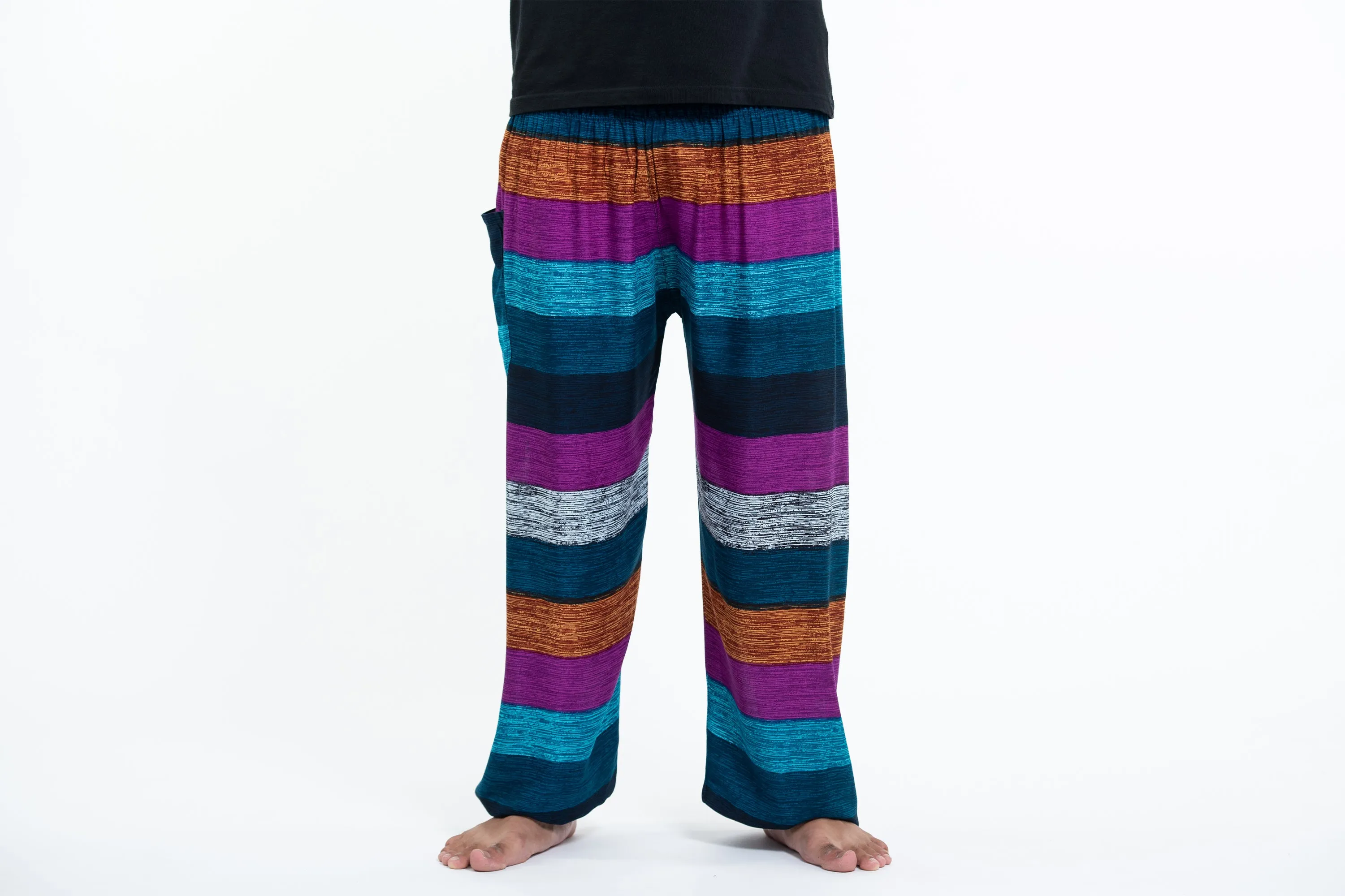 Boho Striped Men's Harem Pants in Blue