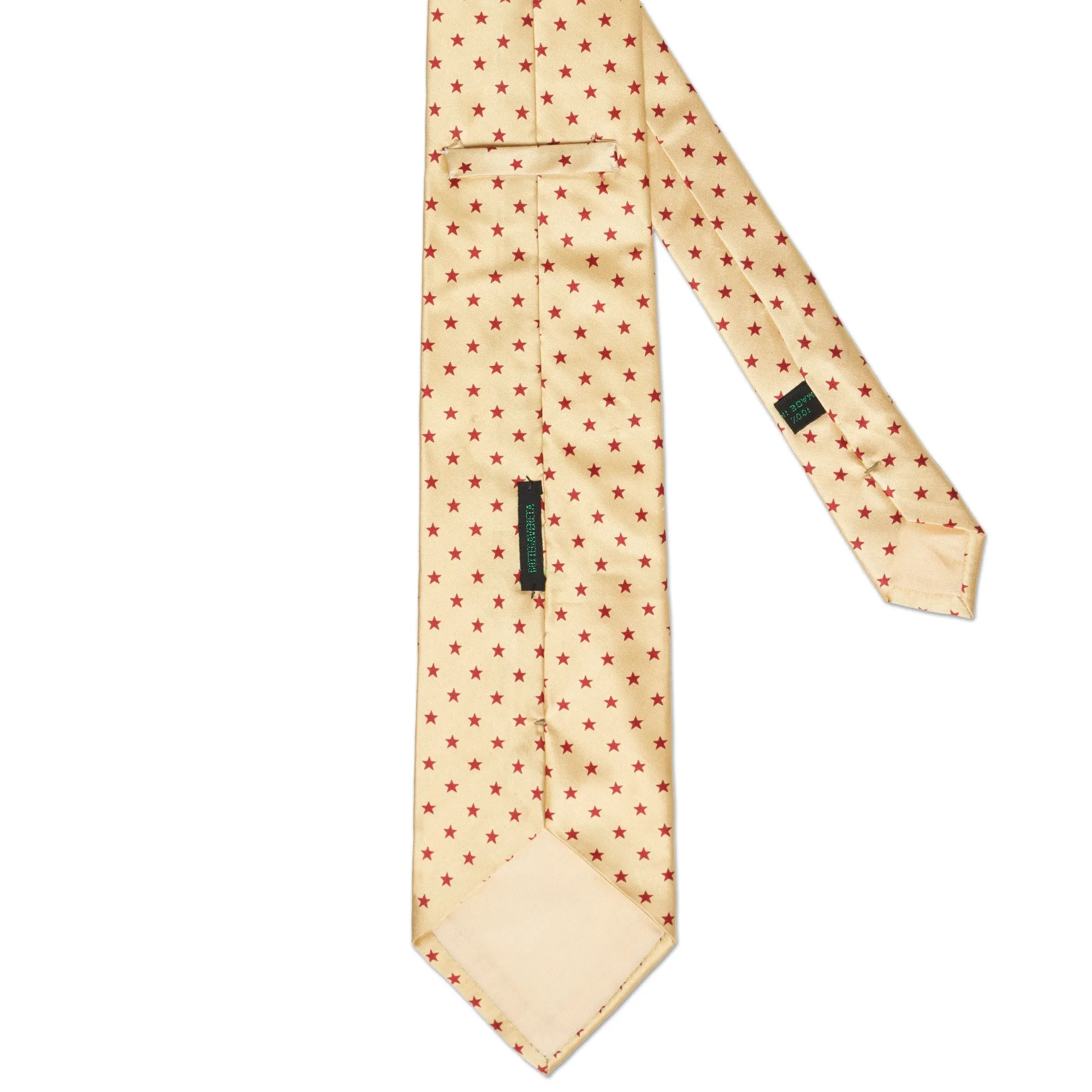 BOTTEGA VENETA Handmade Gold-Red Star Design Silk Tie