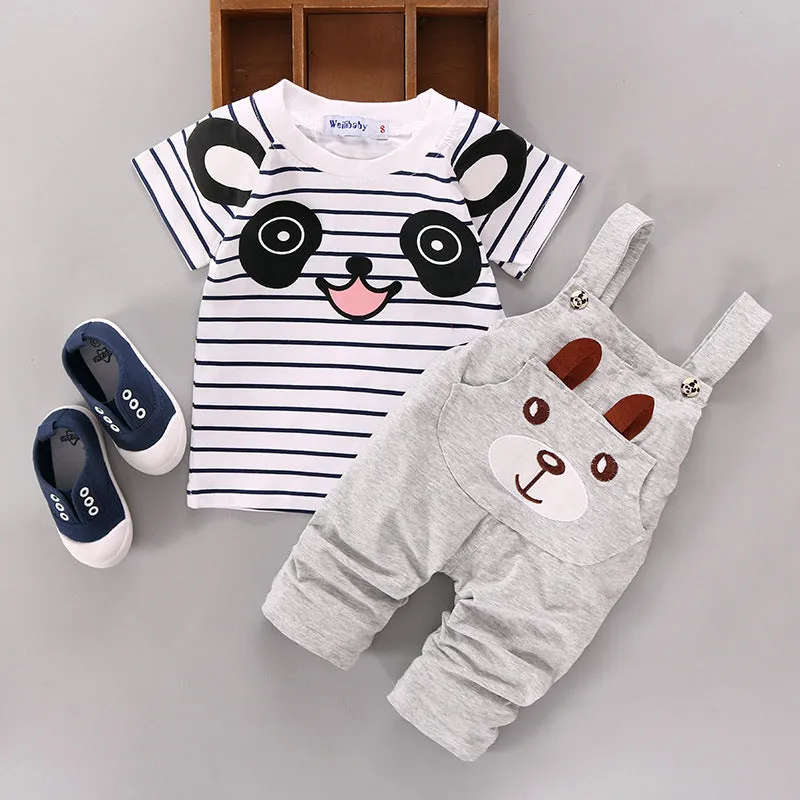 Boys Panda Top And Bib Pants 2 Pcs Set