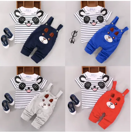 Boys Panda Top And Bib Pants 2 Pcs Set