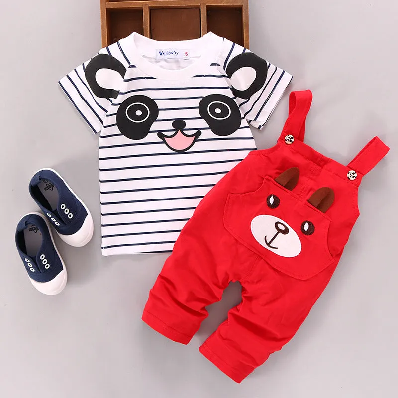 Boys Panda Top And Bib Pants 2 Pcs Set