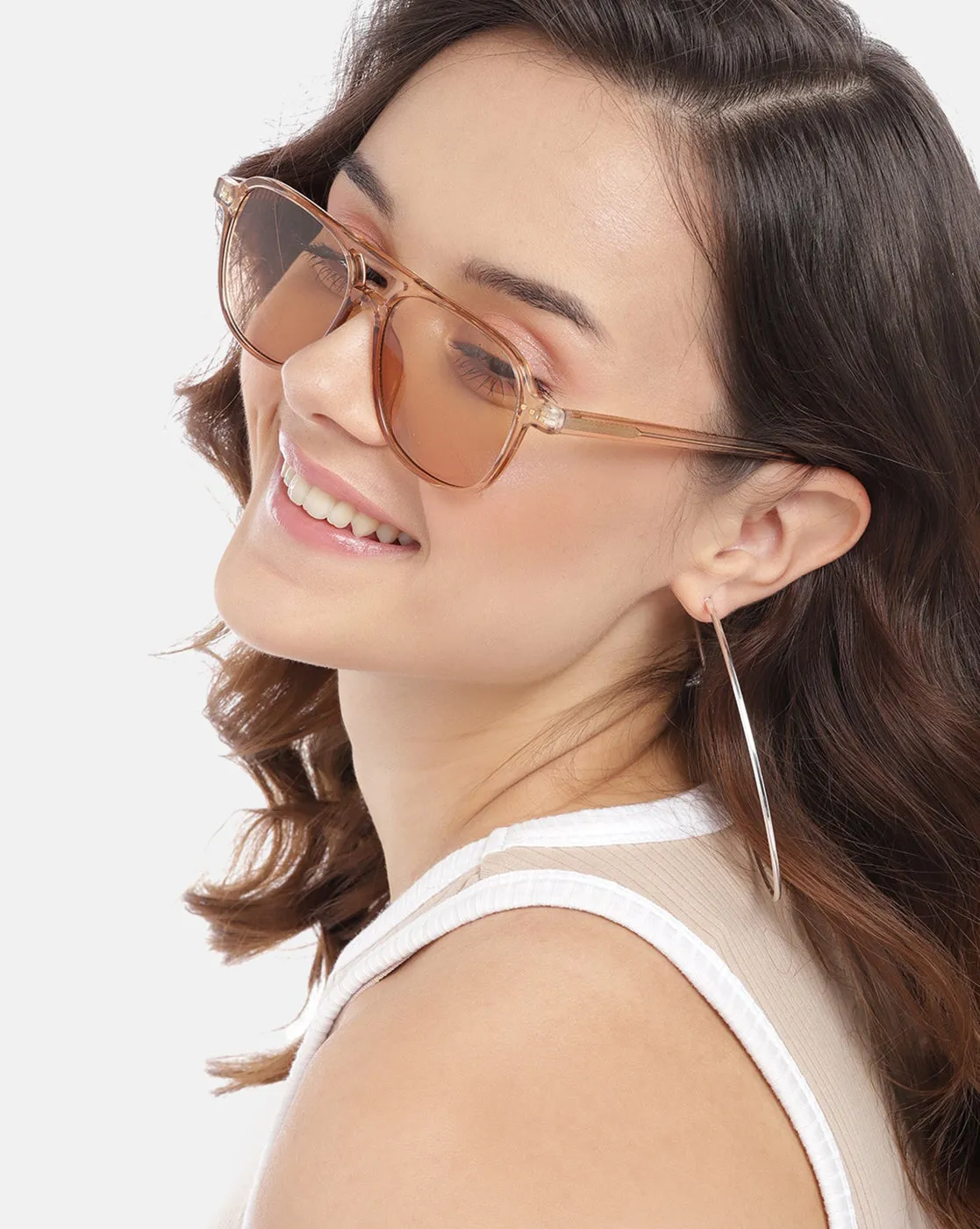 Brown Toned with Polycarbonate UV Protected Lens Rectangle Sunglass for women