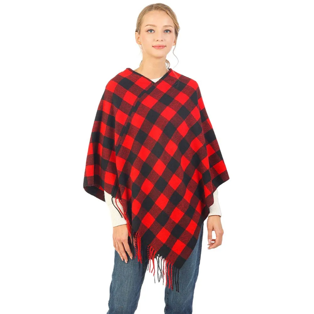 Buffalo Plaid Pattern Soft Poncho