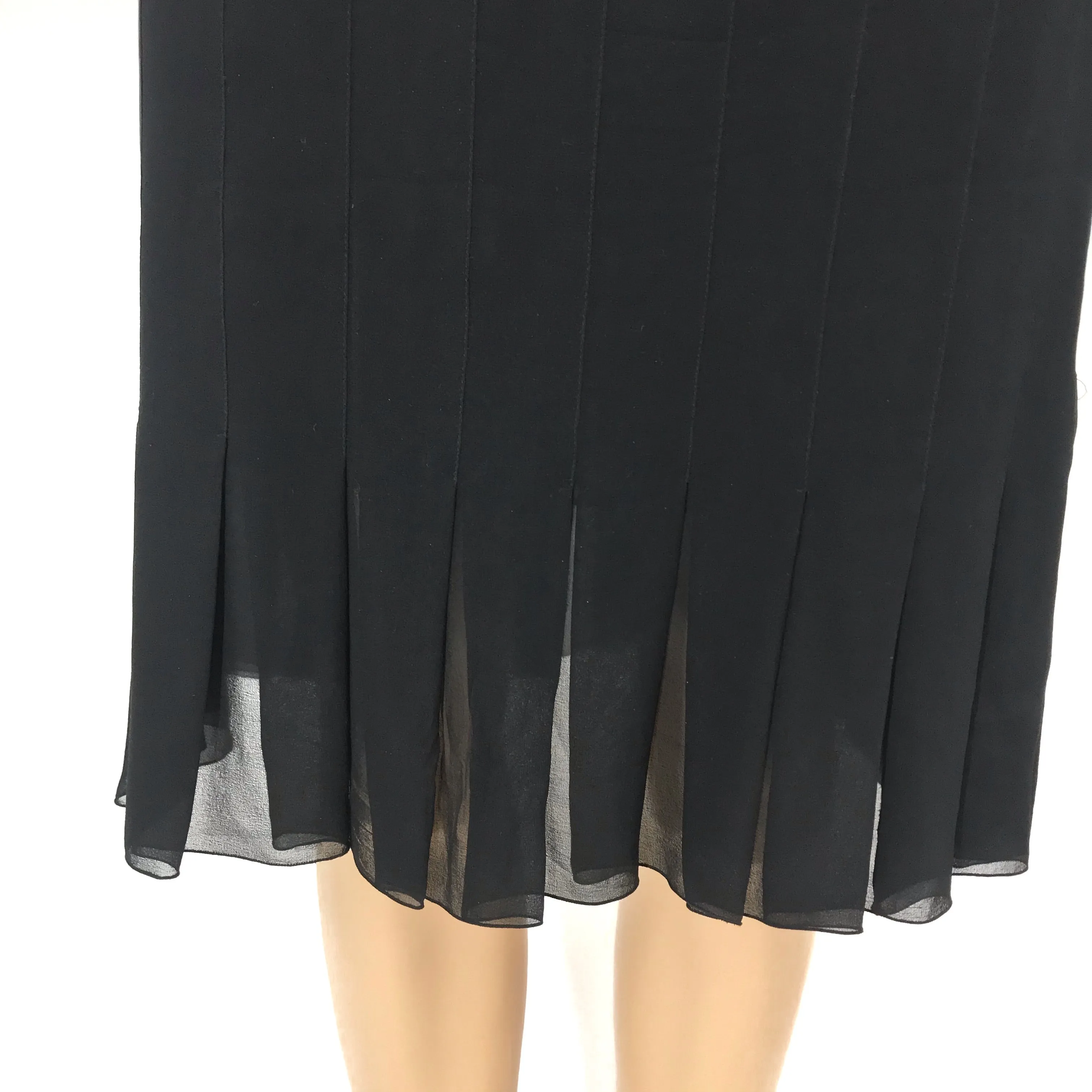 Chanel 03A Black Silk Chiffon Pleated Skirt Size 38 | 8