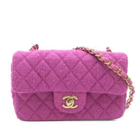 Chanel Classic Rectangular Flap Bag Mini Purple Tweed Gold