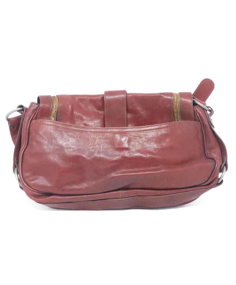 Christian Dior Burgundy Leather Saddle Bag