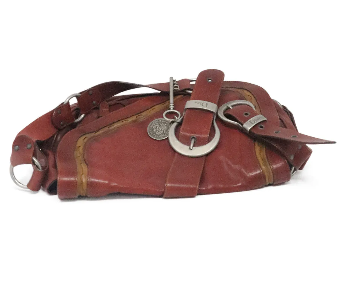 Christian Dior Burgundy Leather Saddle Bag