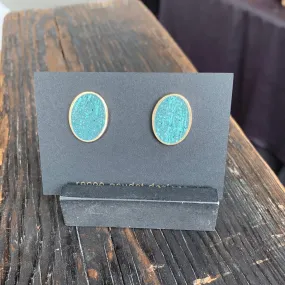 CLUSTER STUD EARRINGS BRASS   CONCRETE Ocean green