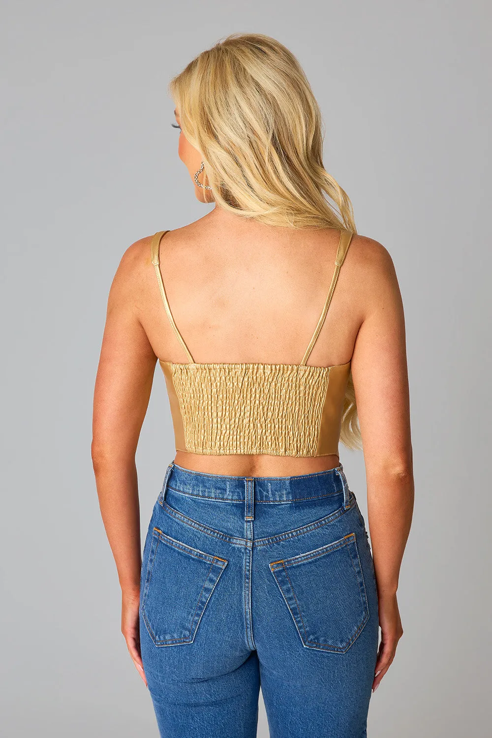 Coco Vegan Leather Corset Top - Gold