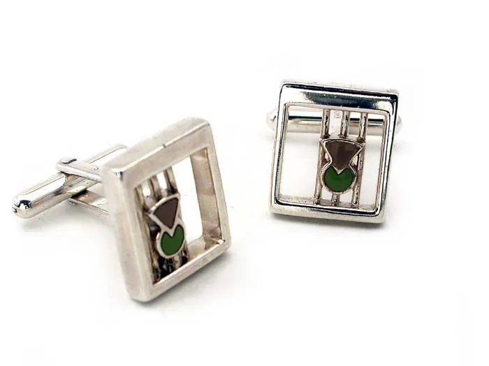 Coloured Square Thistle Cufflinks - 818C