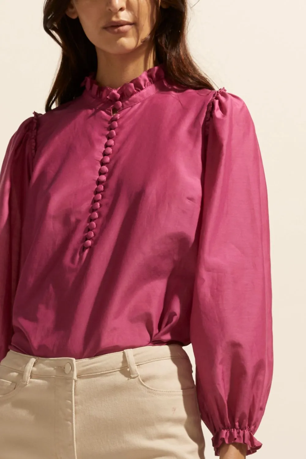 Context Magenta Silk Blend LS Top