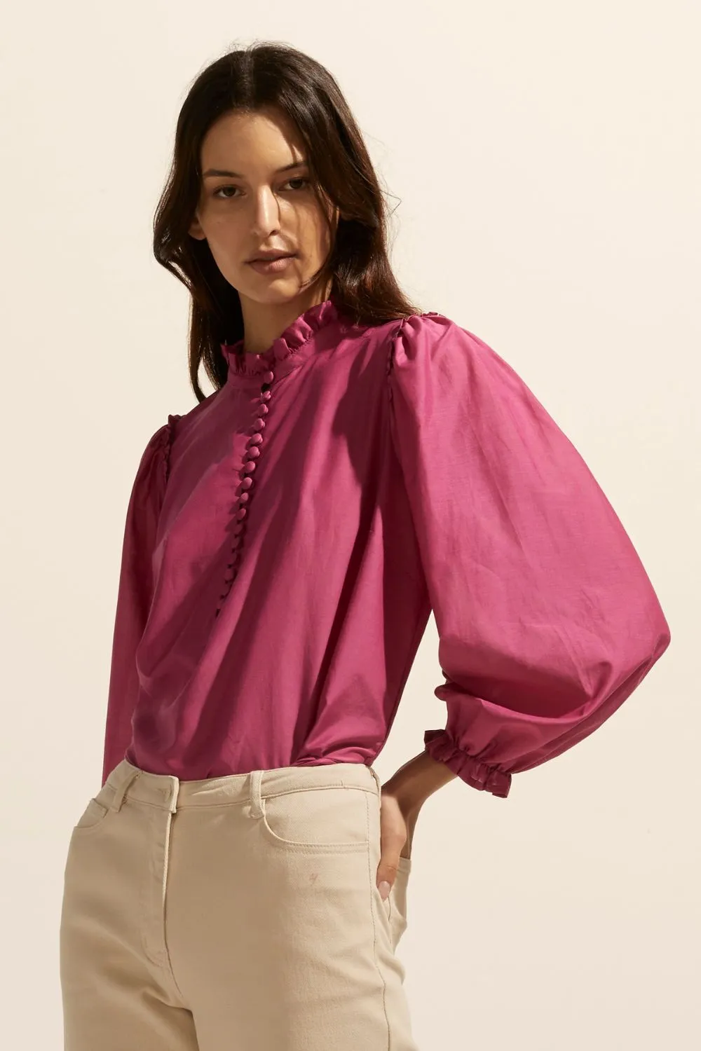 Context Magenta Silk Blend LS Top