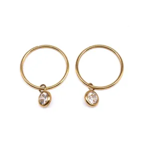 Dainty Hoops With CZ Charm