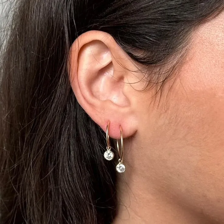 Dainty Hoops With CZ Charm