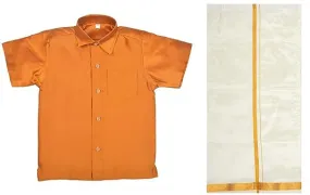 Dazzling Orange Color Festival Wear Kids Dhoti Set