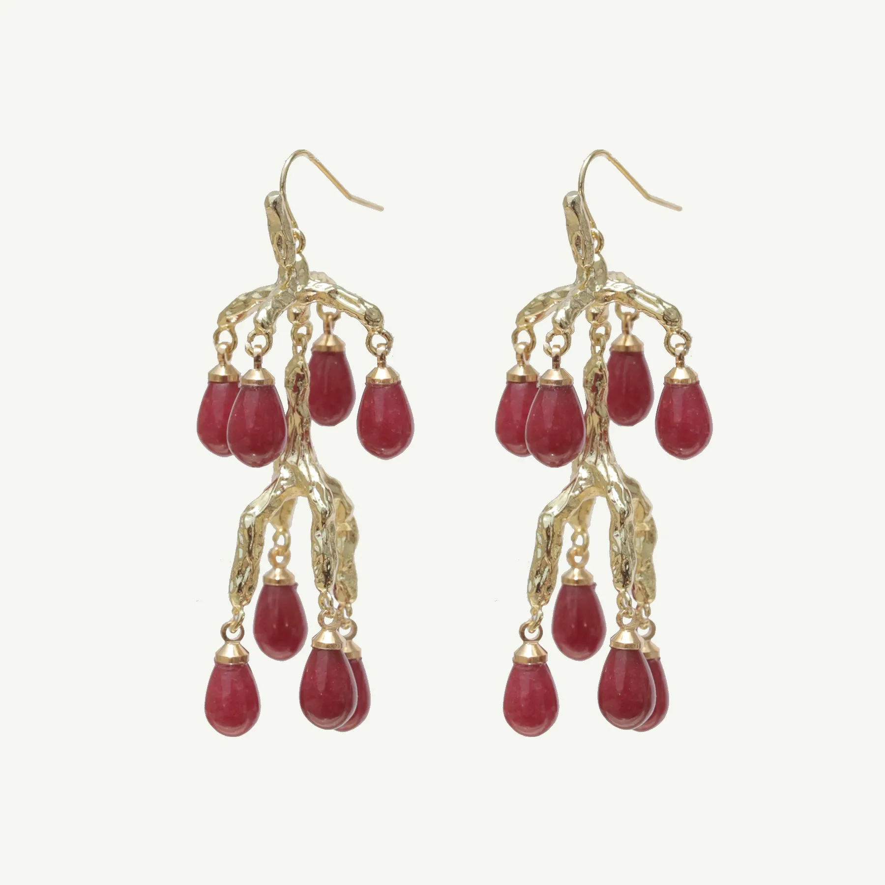 Delia Red Jade Earrings Medium