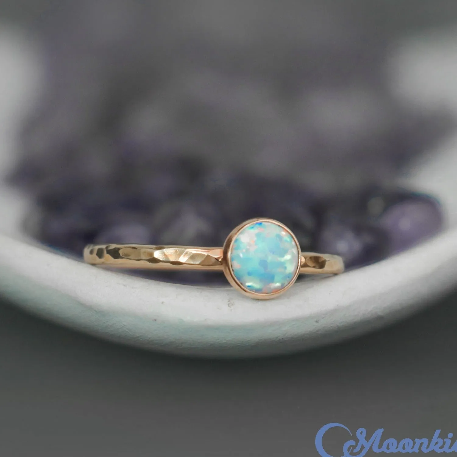 Delicate 14 K Gold Filled Opal Stacking Promise Ring | Moonkist Designs