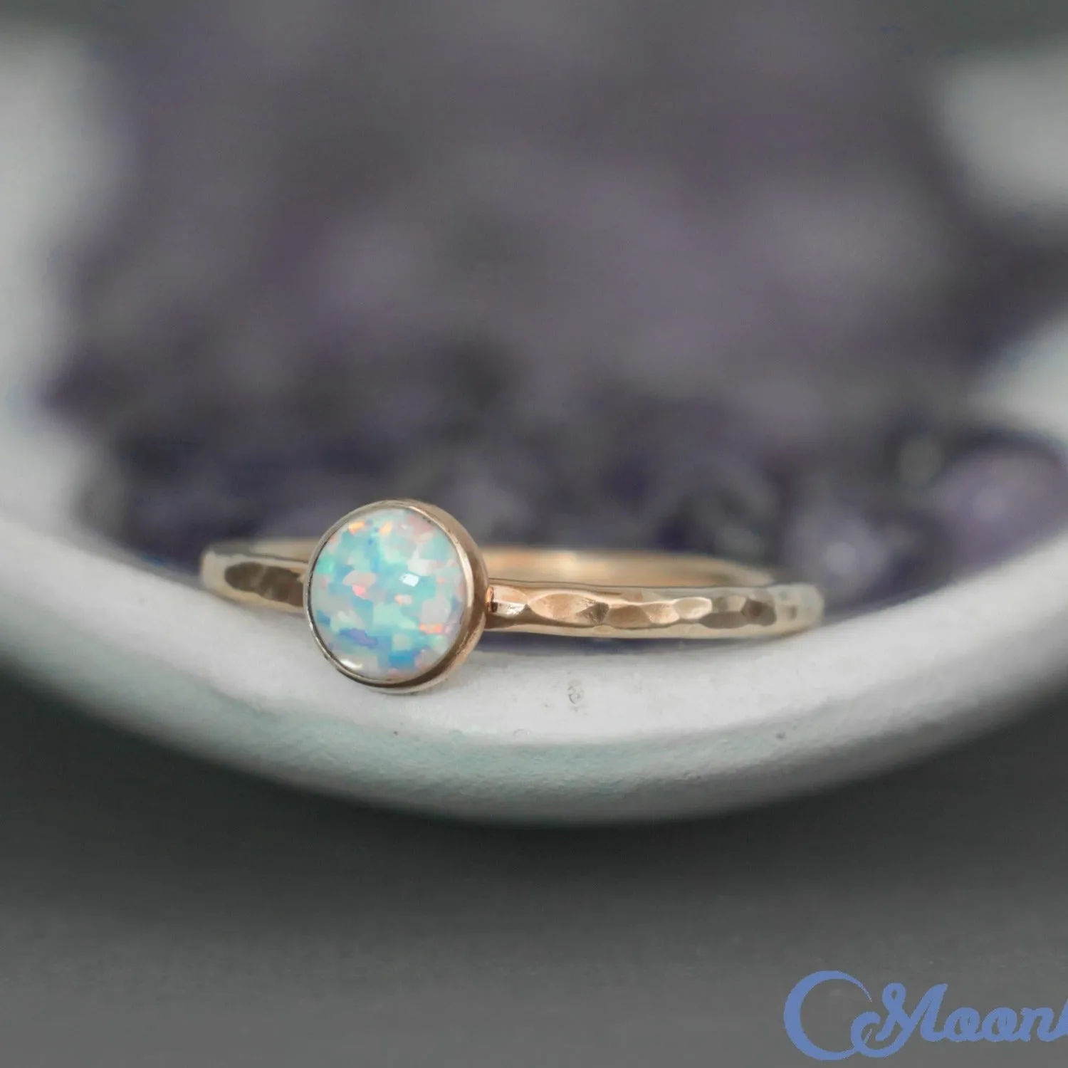 Delicate 14 K Gold Filled Opal Stacking Promise Ring | Moonkist Designs