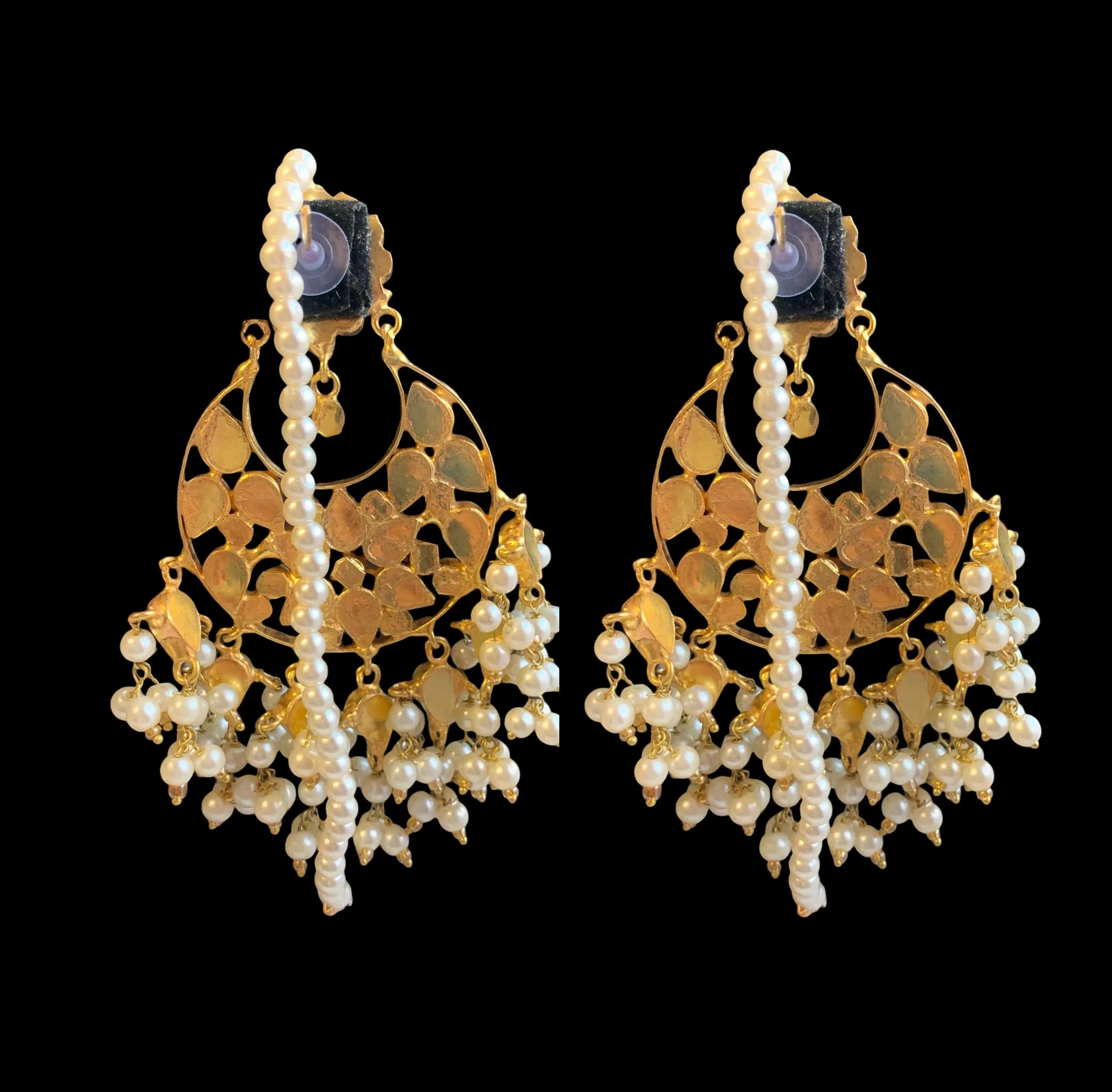 DER239 Nagma chandbali earrings in kundan (black )( READY TO SHIP)