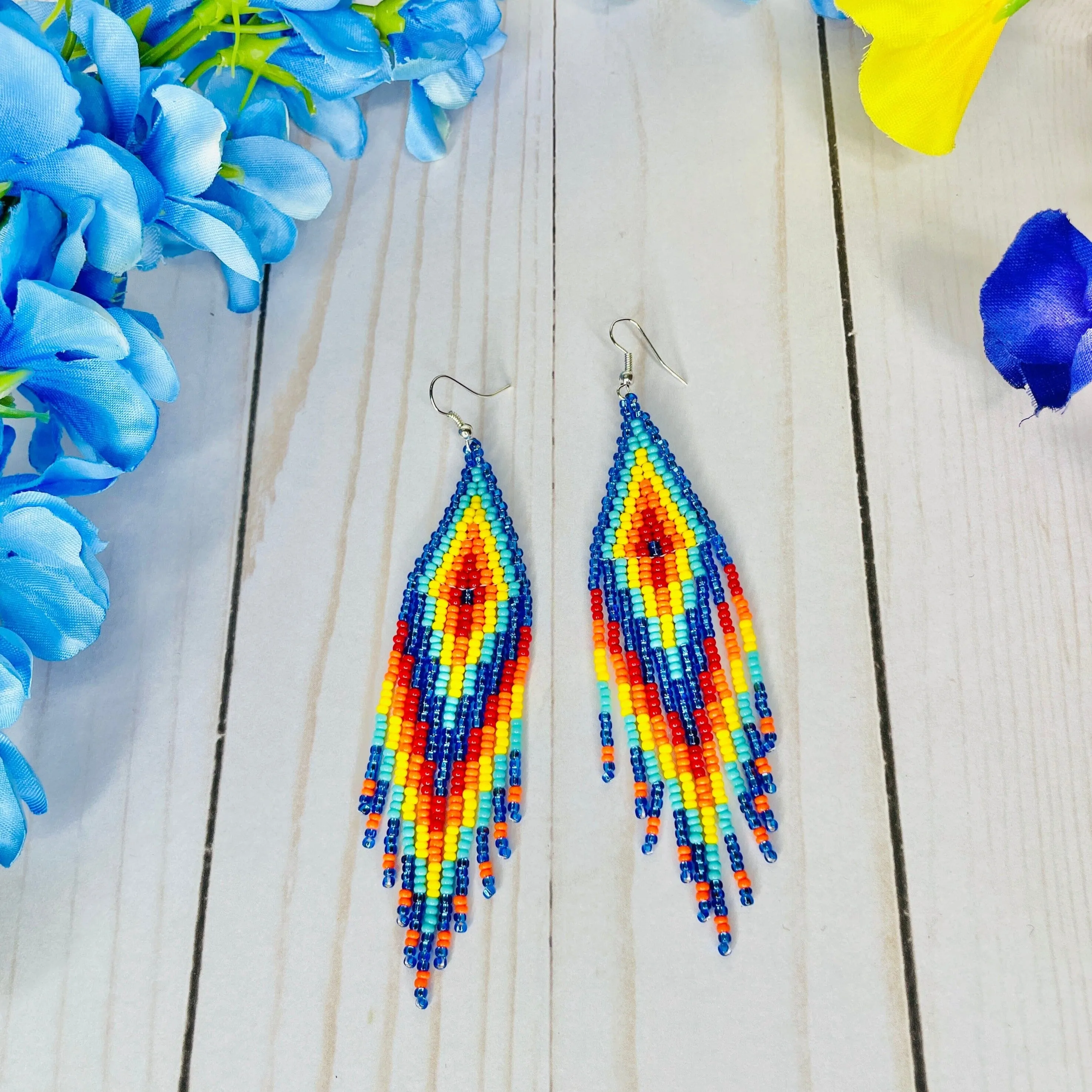 Desert Sunset Beaded Boho Earrings | Native Embera Statement Earrings