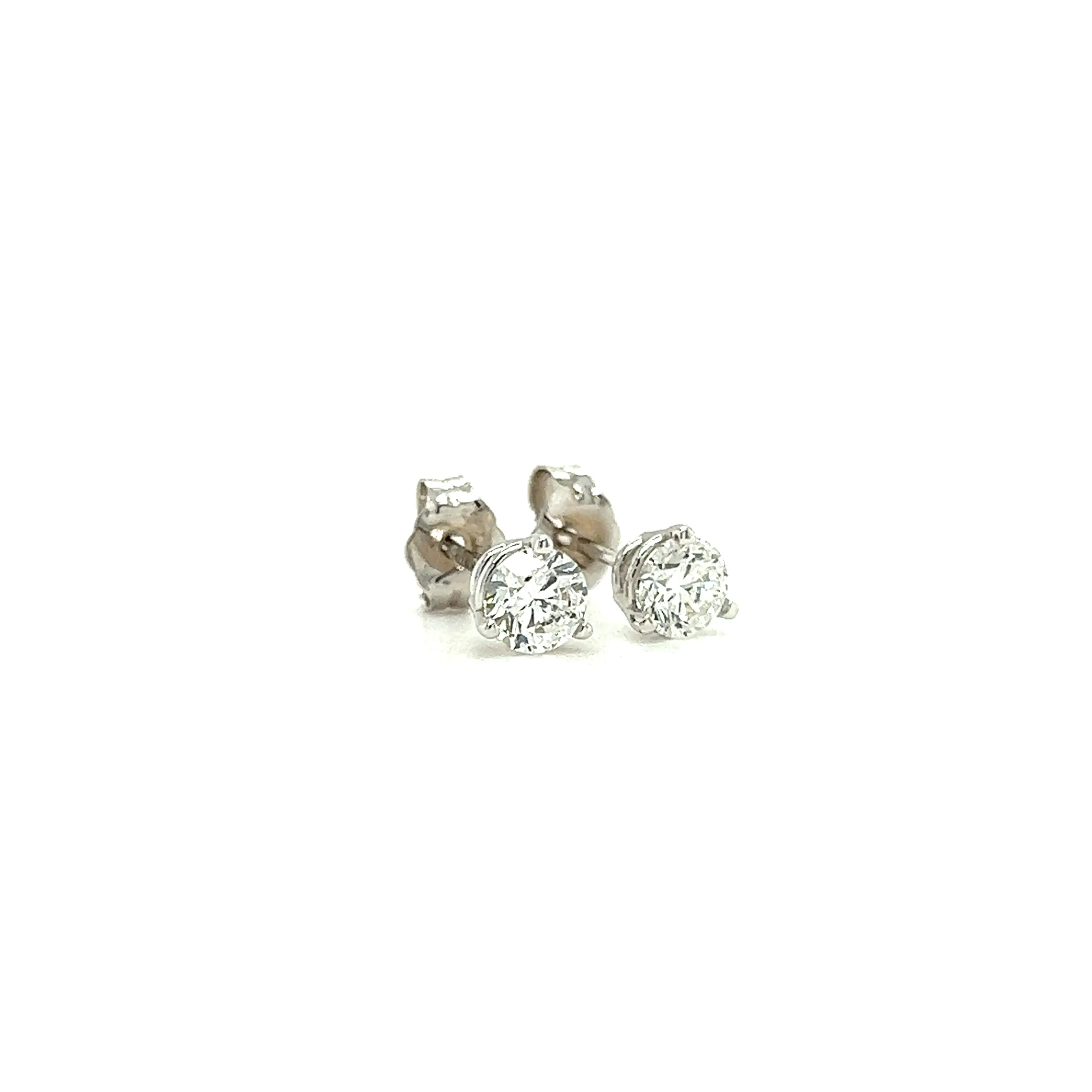 Diamond Stud Earrings with 0.72ctw of Diamonds in 14K White Gold