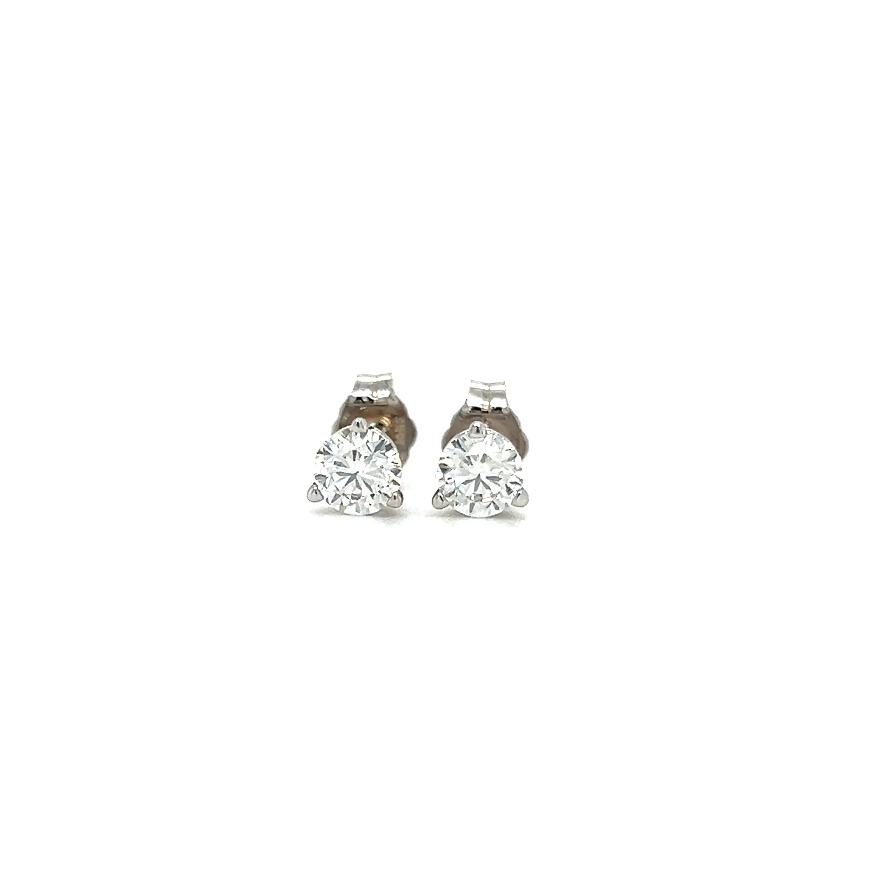 Diamond Stud Earrings with 0.72ctw of Diamonds in 14K White Gold