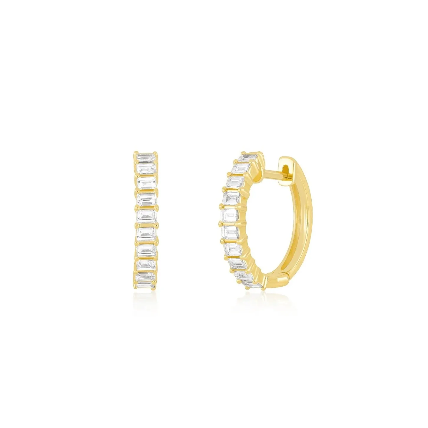 EF Collection - Diamond Hoop Earrings, Yellow Gold