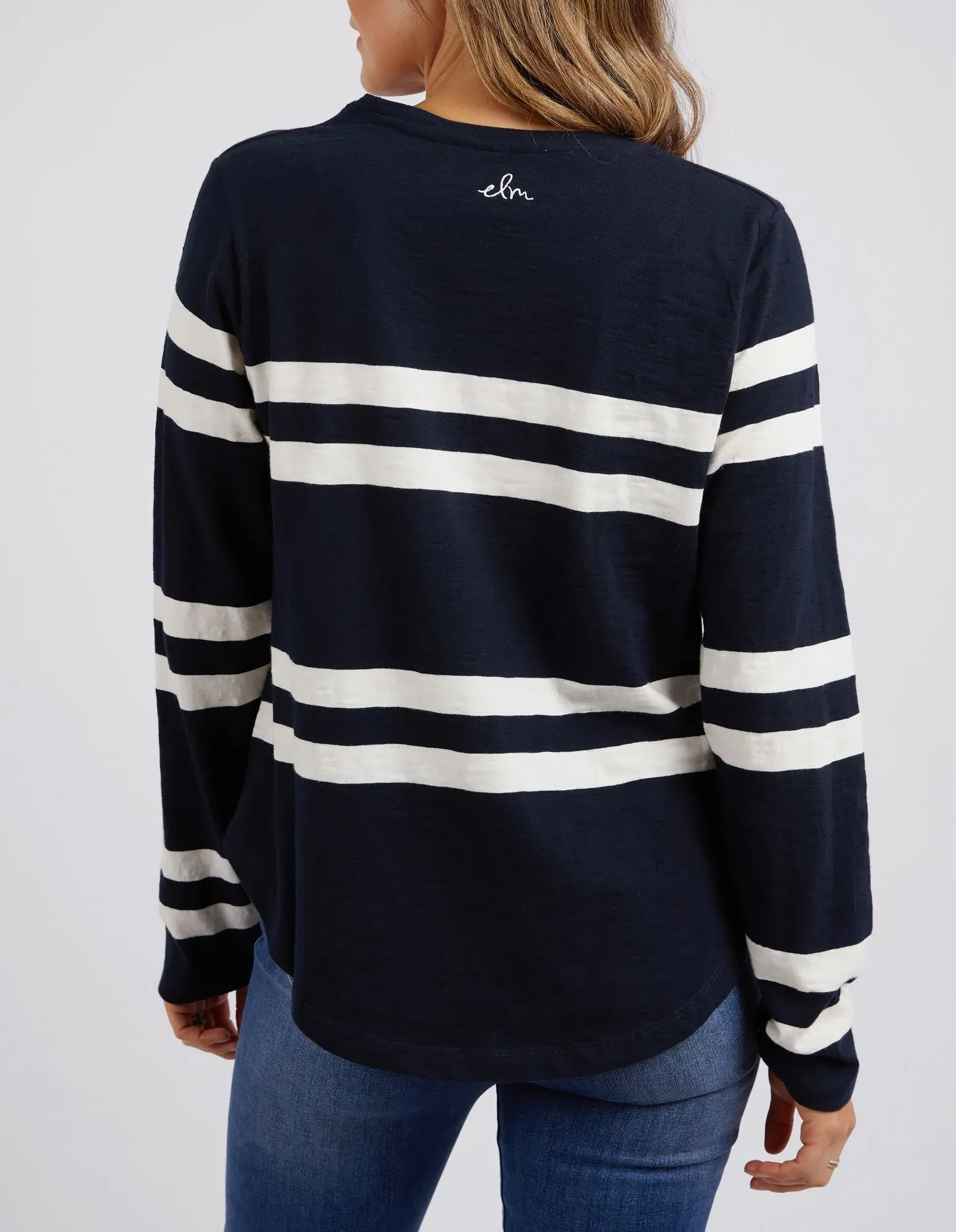 Elm Allegra LS Tee - Navy/Vintage White Stripe