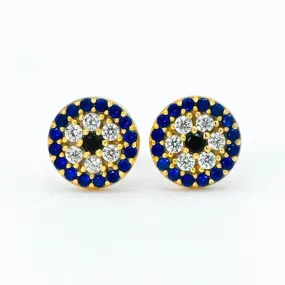 Evil Eye Gold Stud Earrings