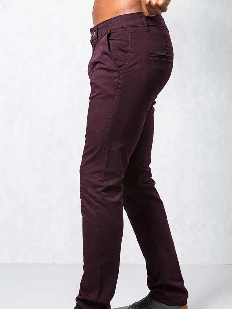 EZ348 Burgundy Chinos