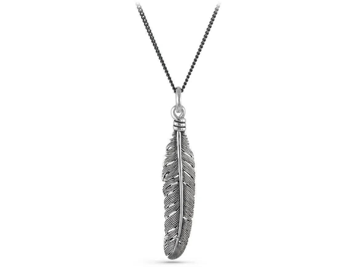 Feather Necklace - Silver