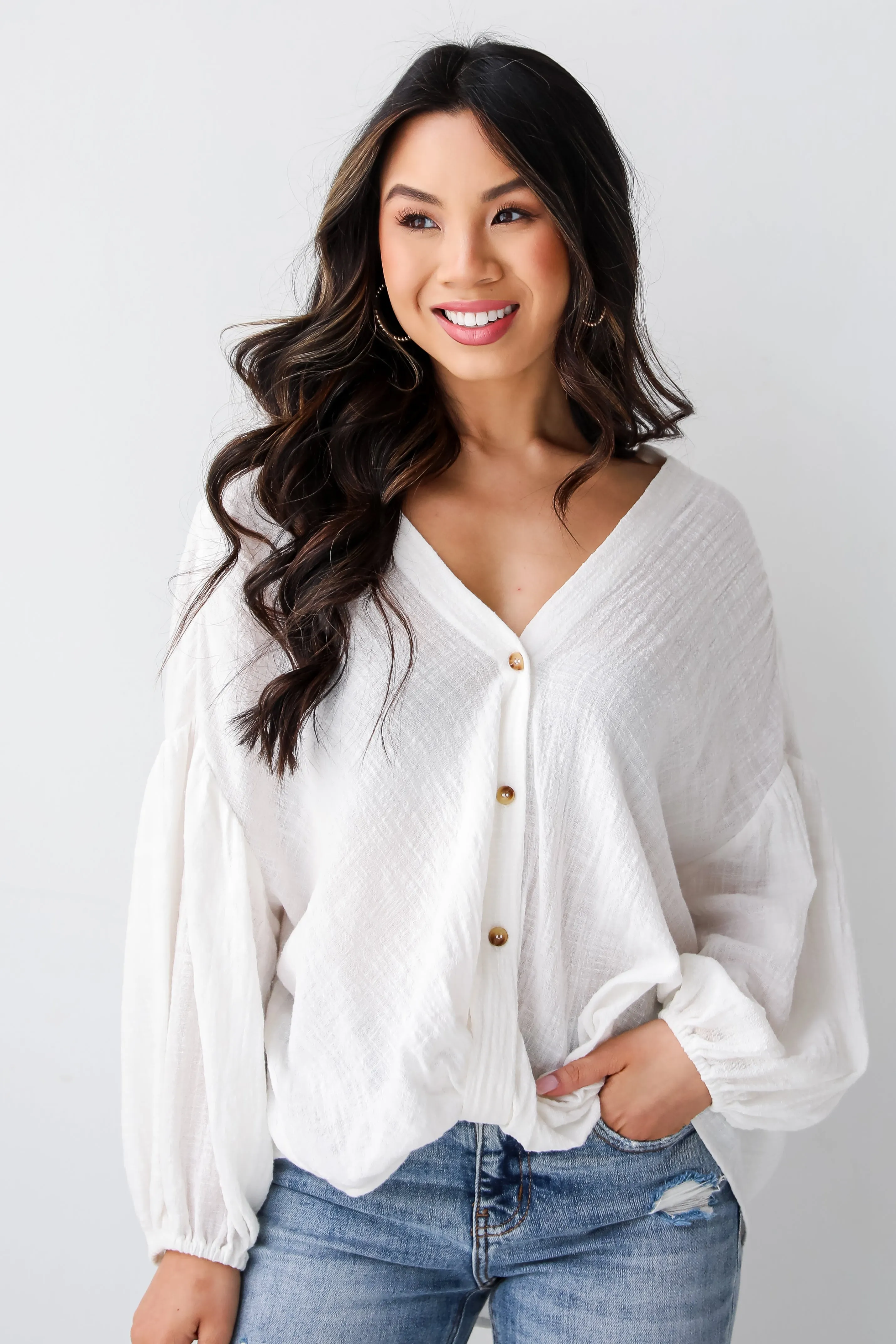 FINAL SALE - Blissful Simplicity White Linen Blouse