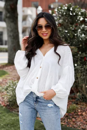 FINAL SALE - Blissful Simplicity White Linen Blouse