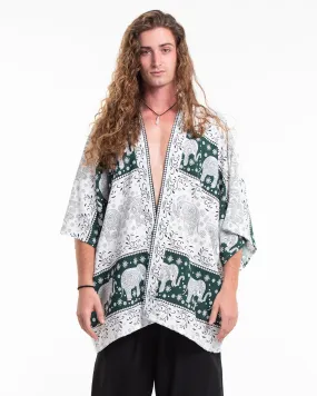 Floral Elephant Kimono Cardigan in Green