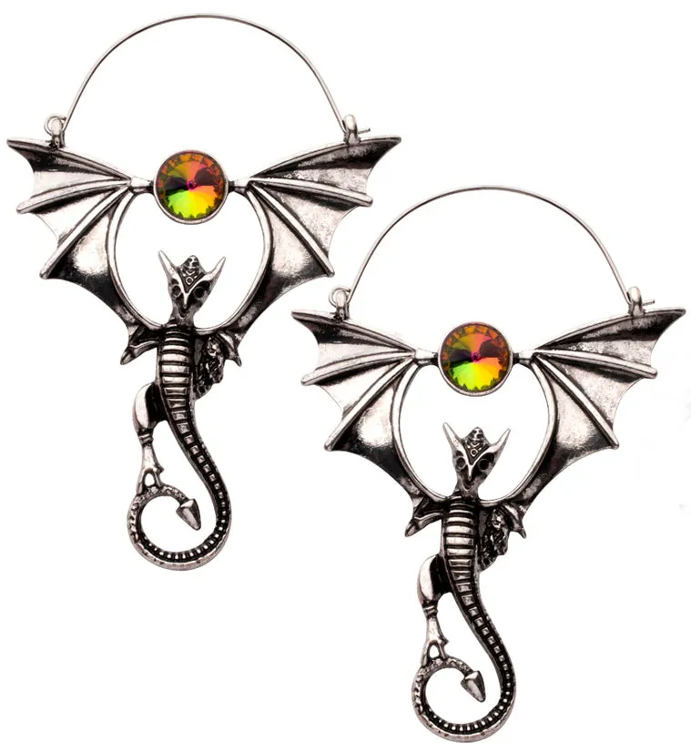 Flying Dragon Black Aurora CZ Stainless Steel Plug Hoops