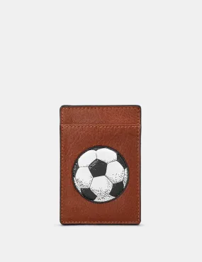 Football Brown Leather Compact Card Holder