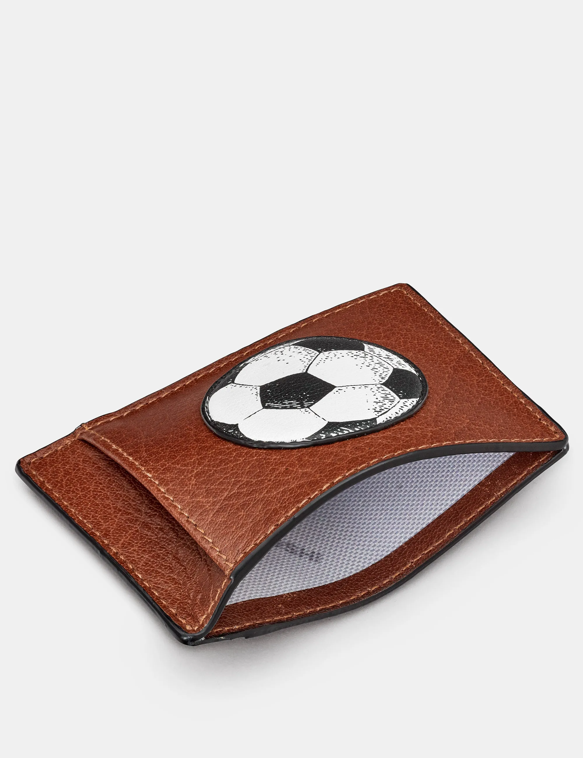 Football Brown Leather Compact Card Holder